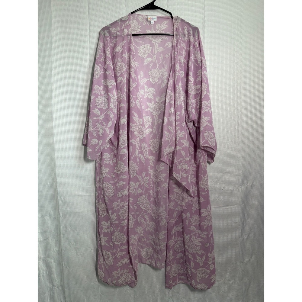 LuLaRoe Shirley‎ Kimono XL Lavender Floral Sheer Open Front Duster Boho